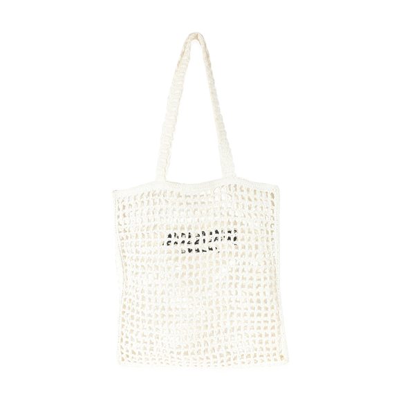 Prada White Raffia Crochet Triangle Logo Tote - Picture 3 of 6